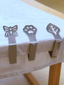 16pcs Stainless Steel Tablecloth Clips, Decorative Tablecloth Fixing Clips, Suitable For Outdoor Picnic, Camping, Party, Kitchen Accessories, Christmas Home Decor, Tablecloth, Christmas Dining Table Decoration, Wedding Decoration - Primary Color - View 8
