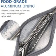 - Estuche de transporte reutilizable para pajitas, bolsa pequea porttil para metal, papel, plstico, pajitas desechables de silicona, palillos de acero inoxidable, color gris - Gris + 1 - Ver 3
