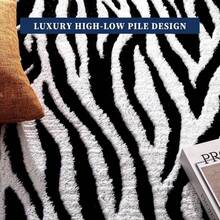 Zebra Stripe Area Rug, Abstract Modern Black And White Washable Rug, Non-Slip Non-Shedding Soft Plush Carpet, Suitable For Living Room, Dining Room, Office, Game Room Home Decor - Black - View 4