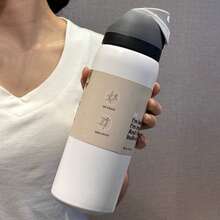 Water Bottle For Women ,32oz Double-Walled Vacuum Insulation Keeps Hot & Cold Drinks, Large Capacity With Portable Handle For Easy Carrying, Ideal For Sports, Outdoor Adventures & Daily Use, Great Holiday Gift Option - 白色 - 查看 2