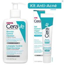 Kit Escencial CeraVe Anti-Acné Control De Imperfecciones Limpiador Facial Y Gel Antiacné Para Piel Grasa Con Acné Poros Dilatados Manchas Brotes Ácido Salicílico Ácido Glicólico Niacinamida Ceramidas Tratamiento Facial - Ácido salicílico - Ver 1