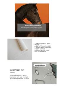 1pc Frameless Modern Black Horse Portrait Wall Art Print, Bold Orange Background Equine Canvas Poster, Minimalist Animal Photography Wall Decor For Living Room Bedroom,Decoration Bedroom, Prints For Wall, Posters, Vintage Decor,Best Gift Choice - Horse - View 9
