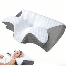 Bantal Leher Servikal untuk Meredakan Ketidaknyamanan Leher & Meningkatkan Kenyamanan Tidur, Bantal Servikal Busa Memori, Bantal Servikal yang Dapat Diatur untuk Tidur Nyaman, Bantal Kontur Busa Memori, Bantal Tidur untuk Posisi Tidur Miring, Telentang, dan Tengkurap, Untuk Posisi Tidur Miring, Telentang, dan Tengkurap - Putih - View 12