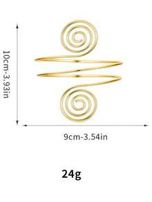 4pcs/Set Luxury Elegant Coil Leaf Bracelet, Spiral Feather Arm Ring, Women's Party, Wedding Banquet Accessories, Fashionable Elegant Style, Suitable For Vacation Party Outings, Gift Giving - Gold - View 9