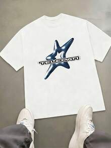 Unisex T-Shirt, 100% Cotton, Regular Fit, Graphic Print, Short Sleeves, Casual Style, Summer Streetwear, Urban Style, Printed Top, Vintage Fashion, Soft And Breathable. - 中紫紅色 - 查看 2