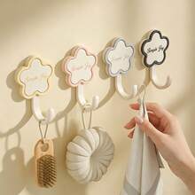 Cute Flower-Shaped Wall Hooks, Drill-Free Strong Adhesive Hooks For Hanging Keys, Hats, Towels And Bags, Waterproof Heavy-Duty Hooks For Bathroom, Kitchen And Entryway, Random Color - Multicolor - View 1