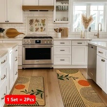 1 pieza, Decoración del hogar, Estilo bohemio con estampado de patrón geométrico de plantas, Alfombra de cocina de lino, Tapete de cocina, Tapete de piso, Tapete de baño, Tapete de puerta, Impresión 3D rectangular, Adecuado para sala de estar, dormitorio, pasillo, baño, lavandería - Alfombra de poliéster, Adecuado para decoración del hogar interior y exterior - Multicolor - Ver 16