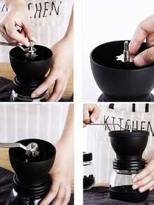 Macinacaffè manuale con macine in ceramica | Macinatura regolabile | Macinacaffè manuale in acciaio inox | Macinacaffè portatile con macine per chicchi di caffè, sale e spezie - nero - Visualizzare 5