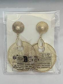 Women's Exaggerated Fashion Geometric Matte Round Earrings, Suitable For Street And Party Wear (Excluding Gift Box) - Yellow Gold - View 9
