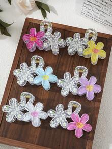 1pc/6pcs Creative Graffiti Flower Hair Clip, Sweet Style Half-Up Hair Claw, Fashion Versatile Hairstyle Accessory, Perfect Gift For Best Friend And Girlfriend - Multicolor - View 8