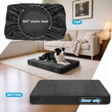 DUJUIKE Dog Bed Cover - Soft Plush Replacement Cover, 100% Waterproof, Soft Cashmere/Velvet Material; Waterproof And Removable/Washable Dog Bed Cover (Black) - Black - View 4