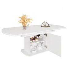 Extendable Oval Dining Table, L 140/200 X W 80 X H 75 Cm, Table With Storage, Coffee/Lounge Table, Modern And Minimalist Dining Table, Multifunctional Space-Saving Table, White And Silver Handle - Putih - View 1
