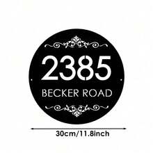 ¡4 tamaños disponibles! Letrero de número de puerta personalizado ovalado/redondo estilo vintage - Placa de número de puerta y dirección estilo barroco en color negro - Letrero de número de puerta - Negro - Ver 16