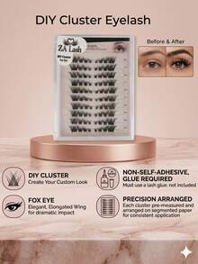 80 Clusters Fox Eye 8-14mm DIY Eyelash Extensions, Voluminous Style, Glue Required - View 4