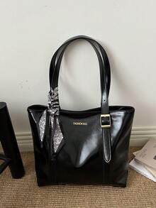 Vintage Large Capacity Handbag For Women, New Minimalist Fashion Versatile Commuter Shoulder Tote Bag - Black - View 6
