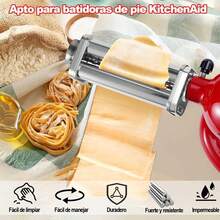 Accesorio De Rodillo De Pasta Para Batidora De Soporte KitchenAid, Máquina De Pasta Para Accesorios Y Accesorios De Ayuda De Cocina, Rodillo De Hoja De Masa Con 8 Grosores Ajustables - Plateado - Ver 2