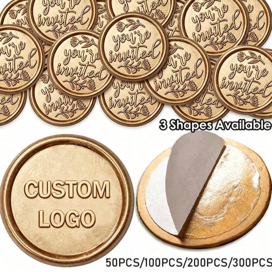 50/100/200/300 Pcs Custom Initials Wax Stickers, Handmade Wax Seal Stickers For Wedding Invitation, Self-Adhesive Envelope Wax Stickers-30 Colors Available!, Personalized Gift