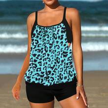 New Bikini Styles For 2026: Women's Printed Two-Piece Swimsuit - 藍色 - 查看 1