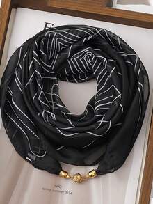 Elegant Thin Transparent Scarf, Fashionable Magnetic, Chiffon Feel, Warm Decoration, Windproof, No Feathers, Women's Spring And Summer Use - Multicolor - View 13