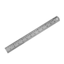 Regla De Acero Inoxidable Con Medida De 30cm; Con Tabla De Conversión En La Parte Trasera ; Ideal Para Escuela, Oficina, Arquitecto, Ingenieros. - Plateado - Ver 1
