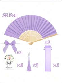 1個/15個/25個 婚禮扇子伴手禮附透明薄紗袋、蝴蝶結流蘇禮品卡、手持摺疊扇，適用於伴娘禮物、婚禮派對裝飾、新娘派對伴手禮、蝴蝶結流蘇拍照道具 - 多色 - 查看 9