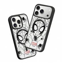 Miniso 漫威蜘蛛人個性創意蜘蛛網小眾設計magsafe磁吸充電適用於iphone17promax/16pro/15/16plus/14/13/17air/17pro/15promax/12pro男款防摔保護殼相容apple - 黑色 - 查看 2