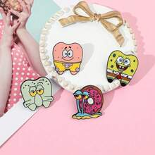 SpongeBob SquarePants SquarePants 1個角色卡通胸針 蝸牛牙齒造型琺瑯針 金屬徽章飾品 背包衣物配件禮物 - 彩色 - 查看 5