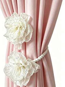 1 Stück/4 Stück elegante französische Blumen-Vorhanghalter, romantische große Rosen-Stoffblumen-Vorhangklammern, handgefertigtes dekoratives Vorhangzubehör, geeignet für Wohnzimmer und Schlafzimmer - Verschiedenfarbig - Übersicht 6
