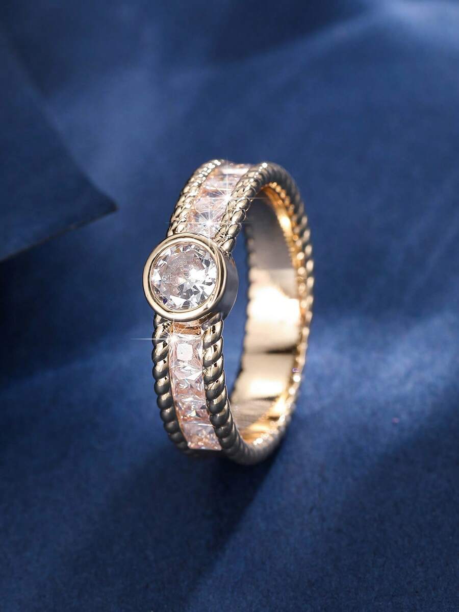 1pc Vintage Elegant Twisted Rope Bezel Watch-Style Ring For Women, Premium Minimalist Daily Outfit Accessory - Ring - View 1