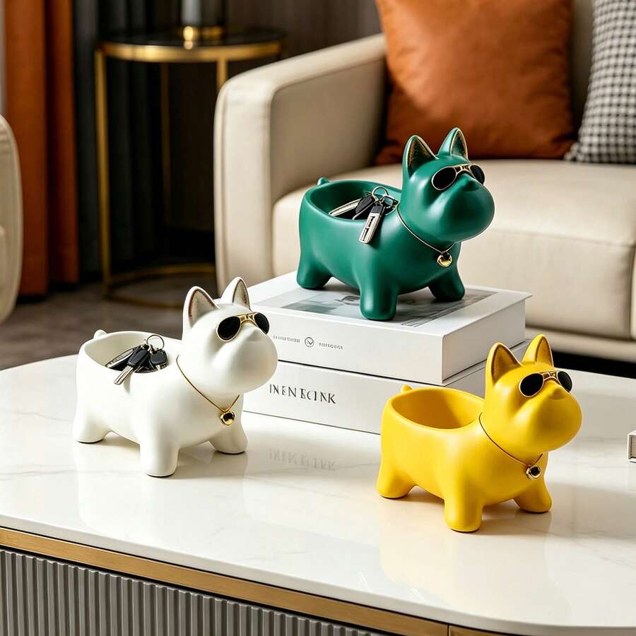Modern Minimalist Creativity Home Room Living Room Decorative Accessories ,Key Storage Rack ,Dog Sculpture ,Watch, Remote Control Storage Box,Resin Material - View 1