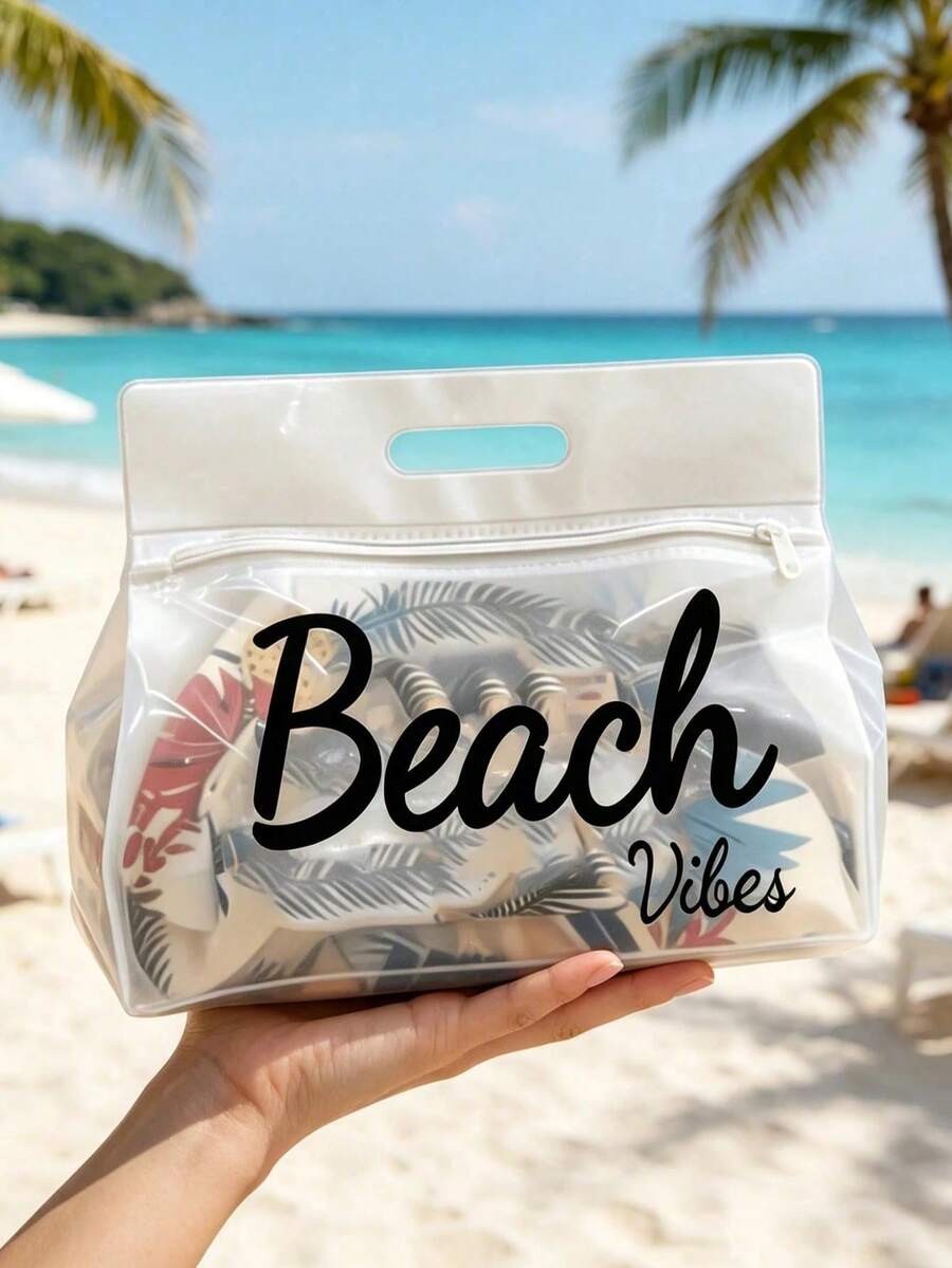 Beach Print Waterproof Toiletry Bag, Can Store Shampoo, Lotion, Cosmetics, Etc. Fashionable And Practical, Suitable For Travel, Commuting, Students And Beauty Lovers, Can Be Used For Travel, Fitness, Hotel Stays And Daily Bathroom Storage. Versatile, Can Also Be Used As A Makeup Bag. - Multicolor - View 1