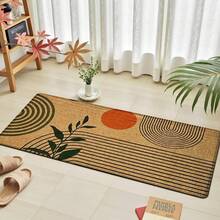 1 pieza, Decoración del hogar, Estilo bohemio con estampado de patrón geométrico de plantas, Alfombra de cocina de lino, Tapete de cocina, Tapete de piso, Tapete de baño, Tapete de puerta, Impresión 3D rectangular, Adecuado para sala de estar, dormitorio, pasillo, baño, lavandería - Alfombra de poliéster, Adecuado para decoración del hogar interior y exterior - Multicolor - Ver 6