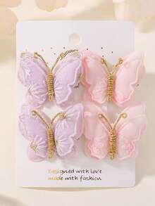 4 piezas Accesorios para el cabello de mariposa Primavera/Verano - Pinzas de mariposa de organza vintage & Juego de accesorios para el cabello de mariposa - Multicolor - Ver 8