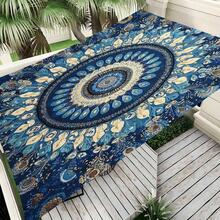 1 pieza Toldo de dosel con estampado de mandala bohemio, vela de sombra con patrón de pavo real azul y dorado, poliéster ligero, decoración para fiestas, jardín exterior, decoración de patio, playa, camping y picnic - Aventura de sombra al aire libre (poste no incluido). - Multicolor - Ver 9