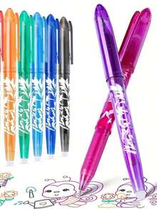 6/30 PCS Color Erasable Neutral Pen, Blue And White Series Thermal Erasable Pen, 0.5m Thermal Erasable Pen, First Day Of School - Multicolor - View 2