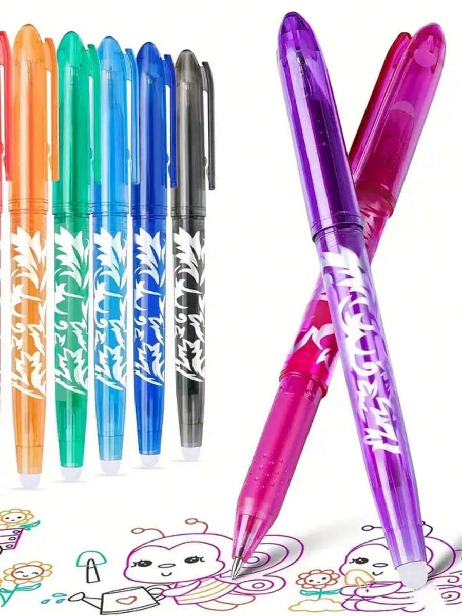 6/30 PCS Color Erasable Neutral Pen, Blue And White Series Thermal Erasable Pen, 0.5m Thermal Erasable Pen, First Day Of School