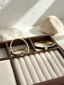 2pcs/Set Luxury Enamel Roman Numeral & H Letter Oil-Drip Stainless Steel Bangle Bracelet For Women, Versatile Daily Commute & Date Accessory, Exquisite Niche Design, Suitable For Gifting And Layering, Creating A Gentle & Sophisticated Elegant - H-letter Roman Numeral Bracelet - View 9