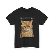 Unisex T-shirt i ren bomull, Rage Is Consuming Me Shirt - Rolig T-shirt med arg katt-meme, humoristisk T-shirt med ett skämt - Svart - Visa 1