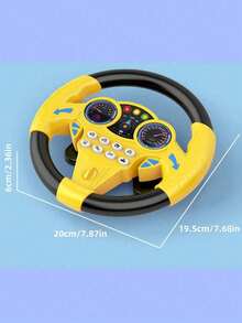 1pc Children's Blue & Yellow Rear Seat Driving Simulation Car Back Seat Music Multi-Function Rotating Steering Wheel (Battery Not Included) - Multicolor - View 11