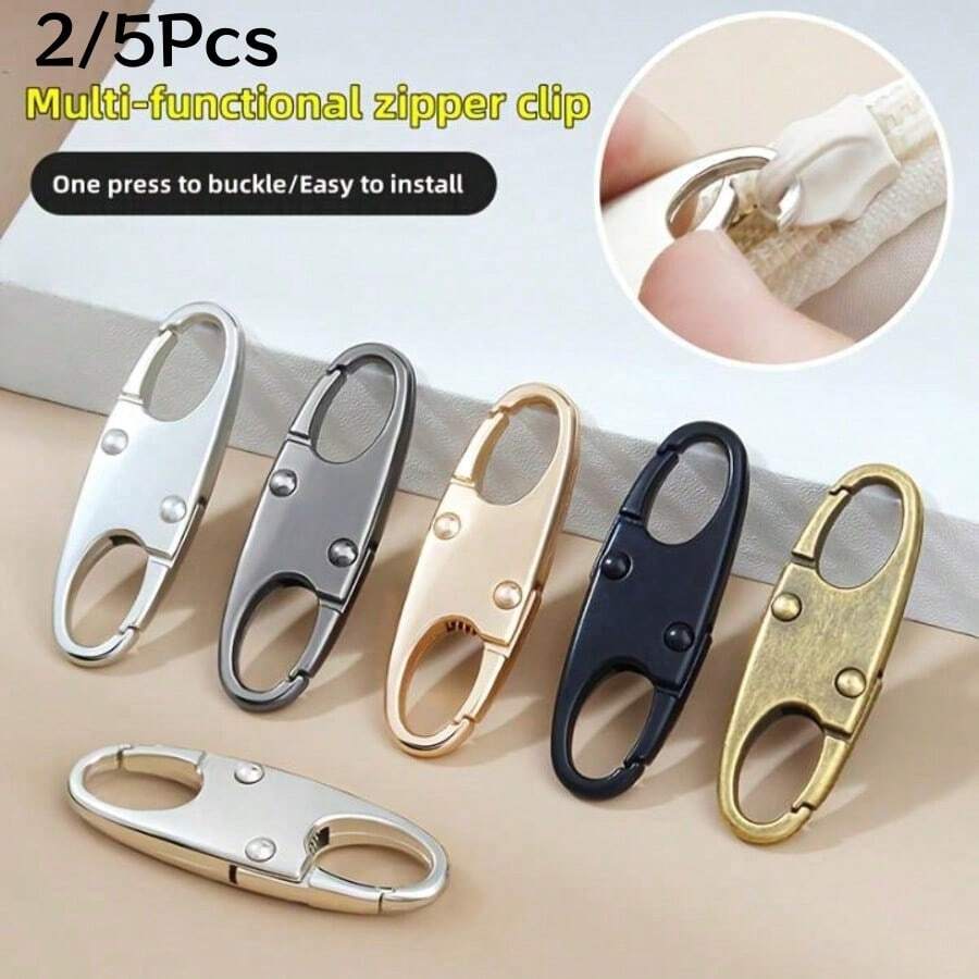 2/5Pcs No-Sew No-Nail Universal Zipper Head Repair Tool, Reusable Anti-Loss Anti-Drop Zipper Lock, Suitable For Backpacks, Suitcases, Coats, Jeans And Other Zipper Damage Scenarios