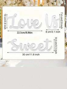 3件裝迷人「Love Is Sweet」PVC 標誌 - 適合婚禮甜點桌與裝飾，字母設計，白色，桌面安裝，經典風格，英文，婚禮裝飾標誌 - 彩色 - 查看 7