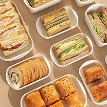5pcs/1pc Portable Sandwich Box With Lid, Reusable Bread Container For School Lunch, Toast Storage Box For Picnic & Office, Stackable Food Organizer Case, Minimalist White Sandwich Holder , Minimalist Kitchen Storage Bin For Ramen, Dumpling & Bacon - View 2