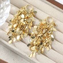 1 Pair Fashionable Charming Women's Shiny Pendant Earrings, Exquisite Party Accessory, Birthday Gift - Gold - View 3