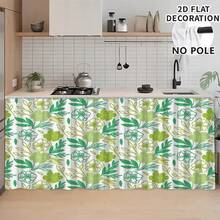1pc, Home Decor, Floral Pattern Printed Table Skirt, Kitchen Small Curtain, Kitchen Cabinet Cover, With Curtain Holes, Easy To Hang, Rectangular, Machine Woven, Machine Washable, Kitchen Decoration And Accessories, Perfect For Kitchen Cabinets And Home Decor - Multicolor - View 5