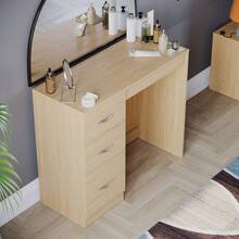 Home Discount Vida Designs Riano 3 Drawer Dressing Vanity Table Makeup Bedroom Furniture Storage Unit Desk Beauty Spacious Countertop Easy To Build - Pine - Pine - View 4