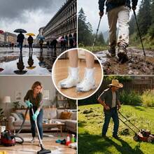 10 pares de fundas impermeables para zapatos, fundas desechables de plstico para lluvia, fundas impermeables para botas para exteriores y interiores para hombres y mujeres transparente - inicial - Ver 6