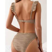 Nuevo bikini de verano para mujer de 2026, de un color con flecos, para la playa - Rosa - Ver 4