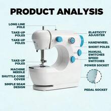 1pc Beginner Sewing Machine, Mini Portable Sewing Machine, Suitable For Beginners, A Complete Set Of Quick Home Fabric Repair Tools, Also A Great Helper For DIY Craft Enthusiasts. - Multicolor - View 10