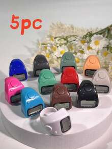 Multi-Color All-Match Electronic Ring Counter, Wearable Finger-Style Manual Digital Tally Counter, One-Key Reset Portable Anti-Loss Accurate Counting Tool, Macaron Solid Color INS Style Design, Versatile Unisex For All Ages, Suitable For Buddhist Prayer Counting / Crochet Counting / Jump Rope Workout Tracking / Live Stream Room Control Counting / Factory Assembly Line Piece Counting - Multicolor - View 15