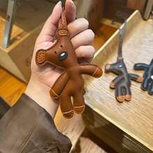 1pc Cute Brown Bear Keychain, Faux Leather Bag Charm, Adorable Cartoon Animal Pendant, Suitable For Backpack, Car Keys, Wallet Decoration, Unique Gift For Animal Lovers - Multicolor - View 3